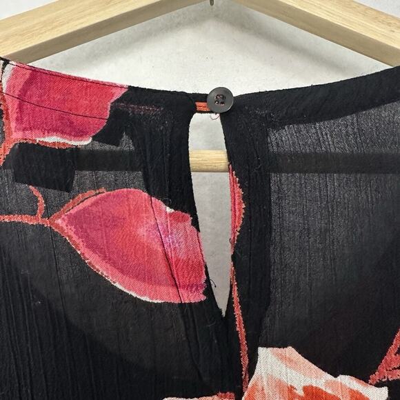 Vtg American Angel Dress Womens 3X Black Floral Maxi Flowy Gauzy Semi Sheer 90s - Picture 7 of 16